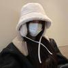 Корейские новые шапки-ведра с защитой ушей для женщин, осенние и зимние дорожные универсальные теплые ретро однотонные плюшевые мужские кепки