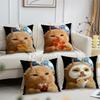 A Yellow Alien Cat Is In Front of the Earth Cushion Cover For Pillow Printing Sofa Decoration Room Shop Office Nordic Simplicity