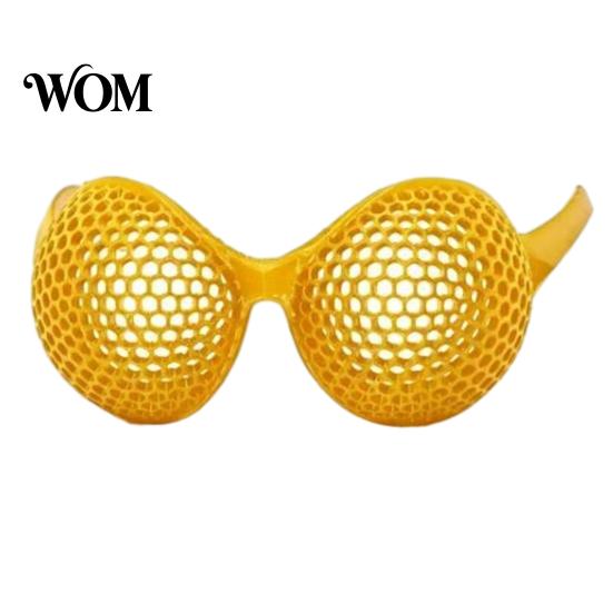 Honeycomb Grid Sunglasses 3D Printed Insect Compound Eye Glasses, Adjustment Help Training Focus Lightweight Durable Fun Eyeglasses for Teens