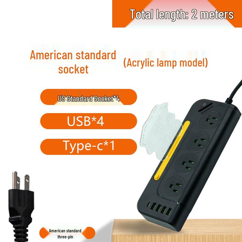 Универсальная удлинительная розетка с USB-портами - стандарты США, Великобритании, ЕС, длинный шнур, розетка с защитой от перегрузки