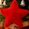 Christmas Tree Topper Red Plush Five-Pointed Star Decor Metal Frame Secure Base Traditional Christmas Decor Home Party Decoration