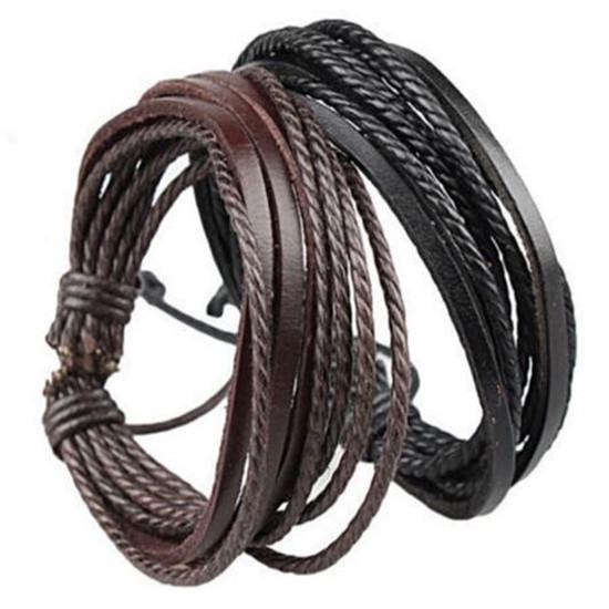 Кожаные браслеты и браслеты для мужчин и женщин, черная и коричневая плетеная веревка
