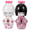 DECHOUS Kokeshi Japanese Doll Kokeshi Doll Wooden Japanese Kimono Doll Japanese Geisha Doll Ornament Samurai Kimono Doll Ornament 2 Pieces