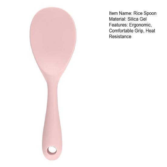 Rice Spoon Comfortable Grip Ergonomic Heat Resistance Food-grade Scoop Rice Silica Gel Non-stick Long Handle
