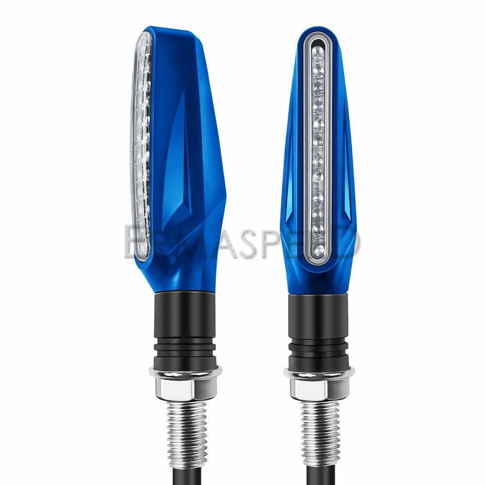 1 Pair Motorbike Turn Signal Lights Amber Led Blinker Indicators Carbon/Blue/Black Shell Front Rear Light for Motorcycle