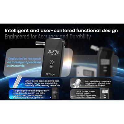 Профессиональный алкотестер с цифровым дисплеем, 8 многоразовых мундштуков для домашнего и автомобильного использования, точный, портативный, 2025