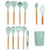 12 шт./набор кухонных принадлежностей с деревянной ручкой силиконовый кухонный инструмент для домашней кухни светло-зеленый