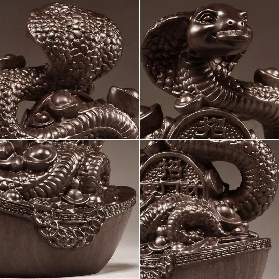 Резьба по дереву статуэтка змеи старинный китайский зодиак талисман модель змеи удачи мини-статуэтка животного скульптура фэн-шуй настольное украшение орнамент