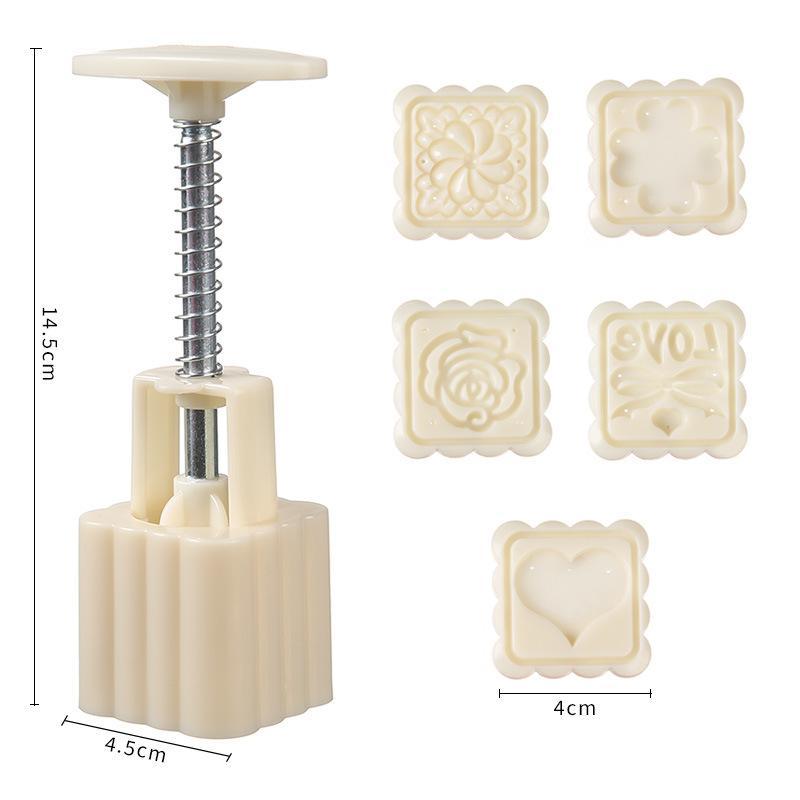 DIY Mooncake Mold Plastic Hand Press Pastry Making Tool Set Non-Stick for Mid-Autumn Festival Home Baking