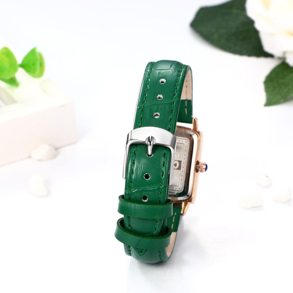 Часы из кожи с кожаным ремнем и римским алфавитом, аналоговый дисплей, календарь, 3ATM, водонепроницаемые, квадратные, популярные, антикварные, деловые, повседневные, зеленые, день рождения