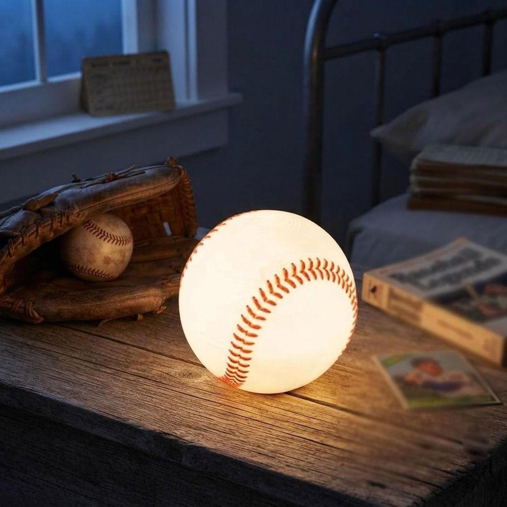 Silicone Softball Lamp Gift 3D Bedside Lamp Sport Theme Softball Night Light Kids Room