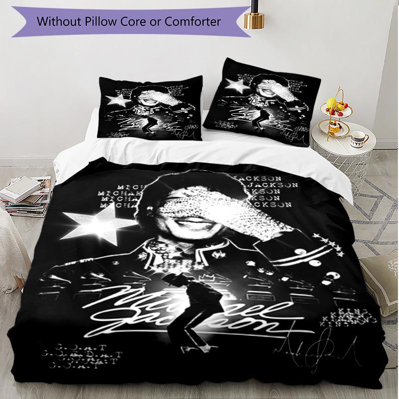 3pcs Duvet Cover Set (1*Duvet Cover + 2*Pillowcase, Without Core), Michael Jackson Print Soft All‑Season Bedding Set, Home Bedroom Decor Gift