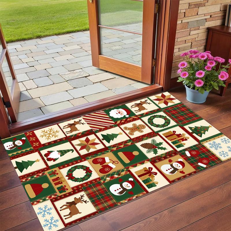 Christmas Printed Square Area Rug Soft Non Slip Floor Carpet For Bedroom Holiday Gift