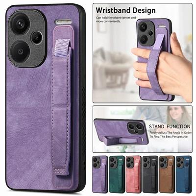 Кожаный чехол-держатель с ремешком на запястье для XiaoMi 15T 14T Pro 13T 12T 11T 10T POCO X7 Pro X6 X5 RedMi 13C 15C RedMi Note 13 12 Pro Plus 11 11S