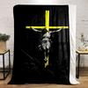 "Crucifixion Scene with Yellow Cross" Patterned Flannel Blanket Perfect for the Bedroom Living Room, Sofa, or a Little Nap