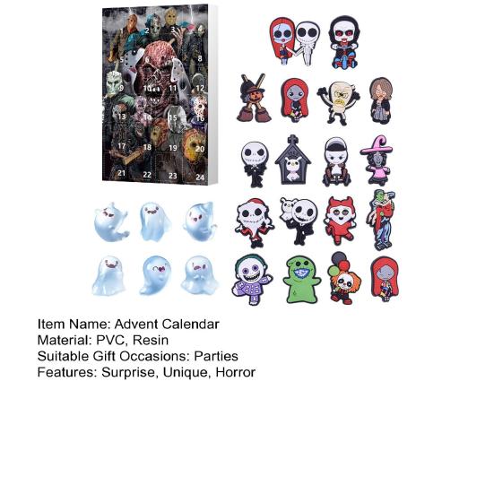 Хэллоуин Адвент-календарь 24 Мини Смола Страшная Кукла Хэллоуин Календарь Обратного Отсчета Коллекционные Фигурки Фильмов Ужасов для Детей