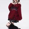 Korean Style Punk Off-Shoulder Ripped Sweater - Women's Autumn/Winter Knitted Top