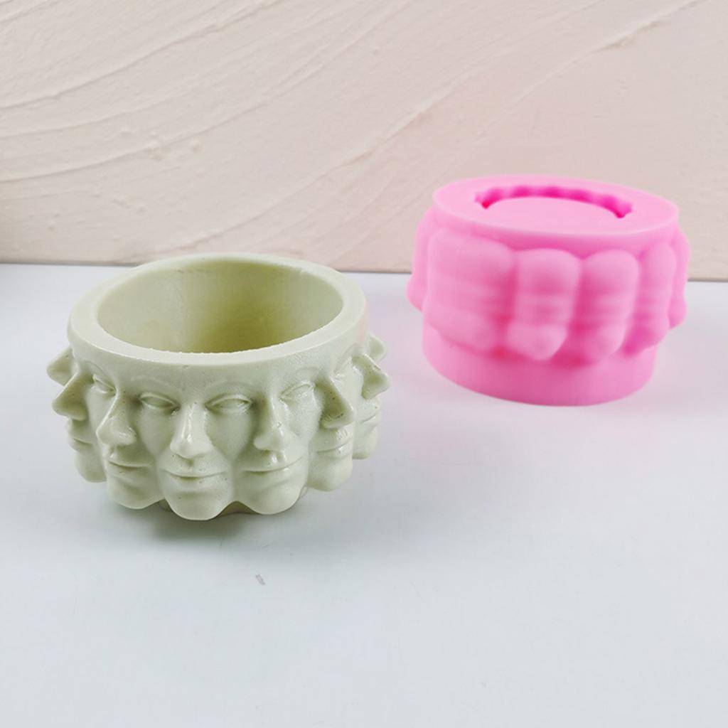 Multi-Face Flower Pot Silicone Mold Face Shape Vase Epoxy Resin Mold Succulent Planter Pot Cement Pen Holder Making Mold