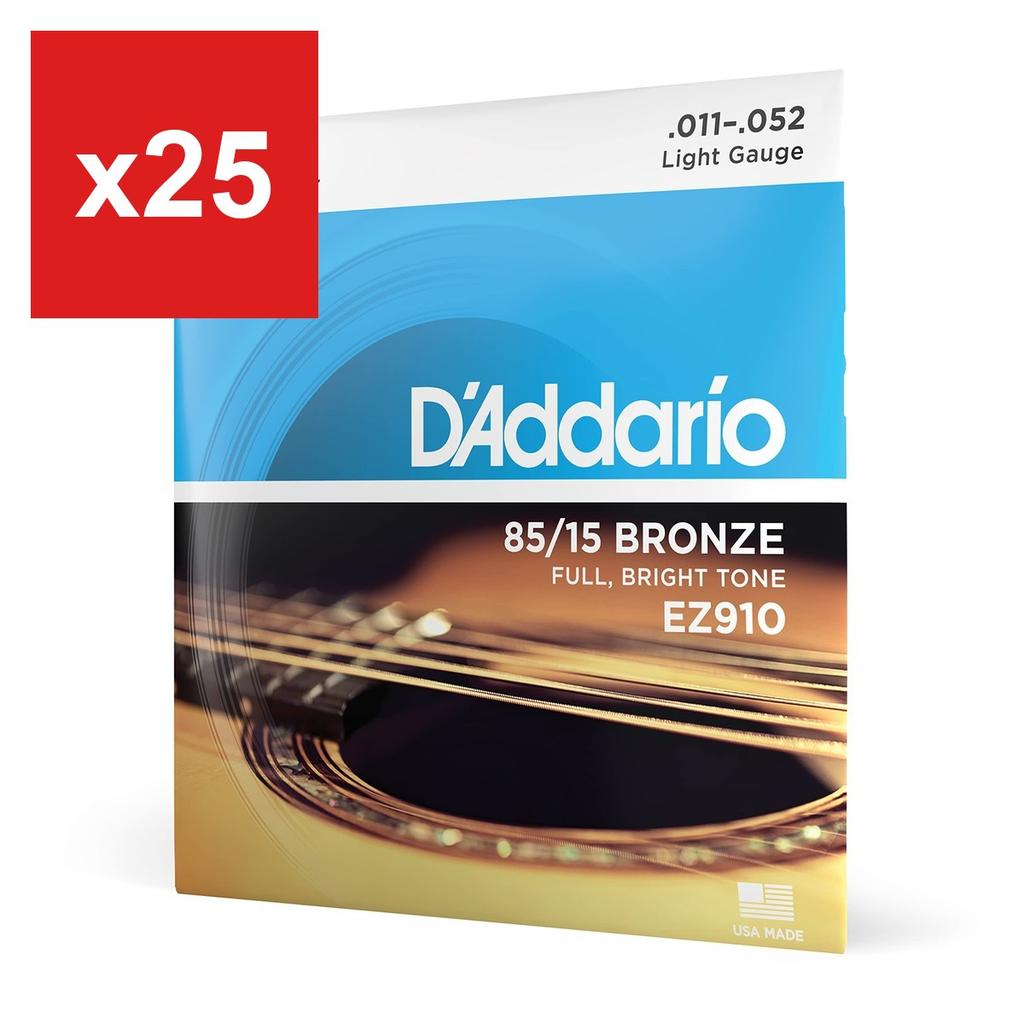 Струны для акустической гитары D'Addario 85/15 American Bronze Light .011-.052 EZ910 (Оригинальный продукт японского производства)