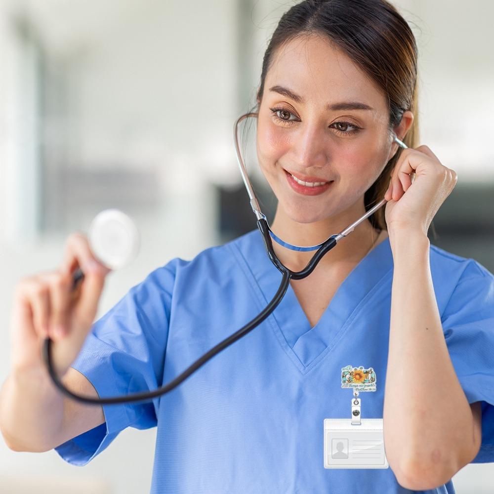 Забавный клип для бейджа с енотом, держатель для бейджа-рулетки для медсестры, врача, офисного работника, декор для ID-карты