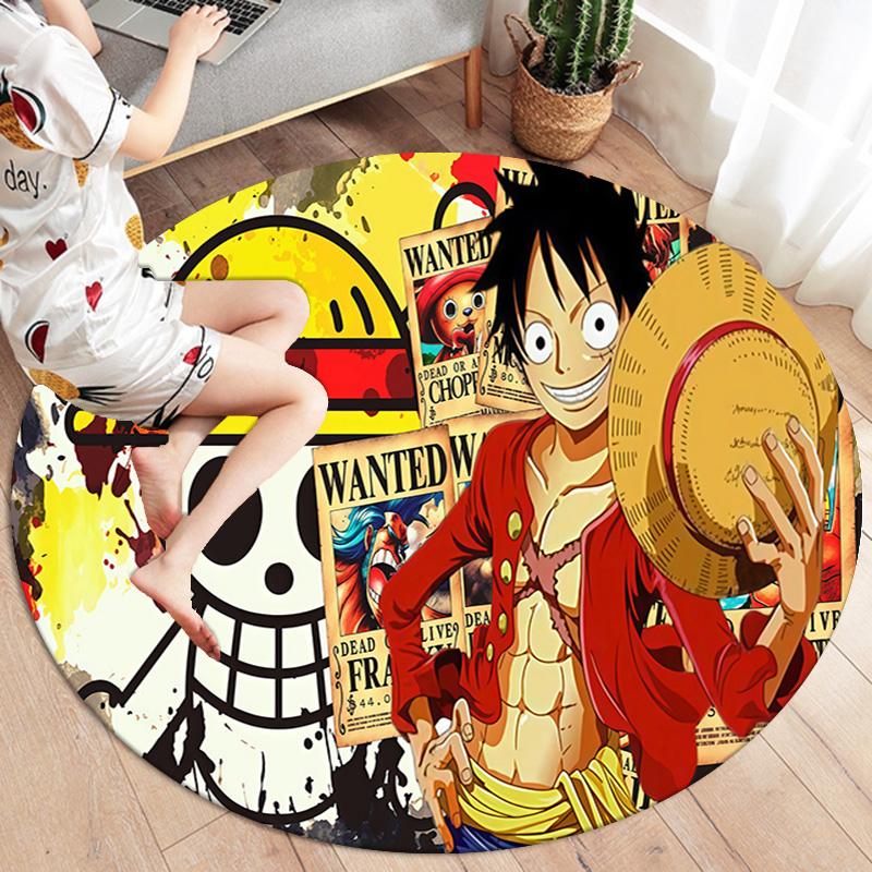 Ковер круглый с изображением Манки Д. Луффи из One Piece, ковер для гостиной, спальни, дивана, игровой комнаты, нескользящий коврик