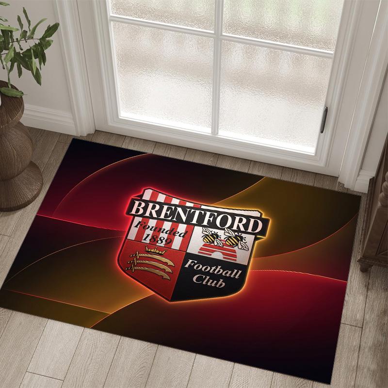 Brentford Football Design Crystal Velvet Carpet Cozy Non?Slip Printed Rug For Bedroom Living Room Entrance