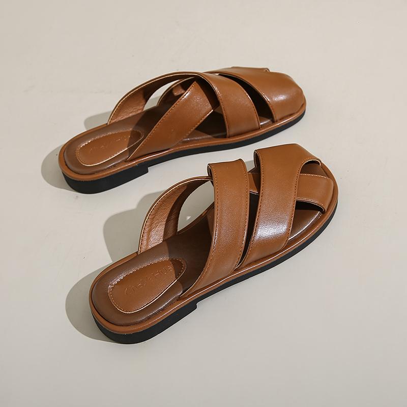 Fashion CRLAYDK Vintage Slide Sandals for Women with Soft Footbed and Strap Fashion Closed Toe Slip On Ladies Walking Casual Slippers