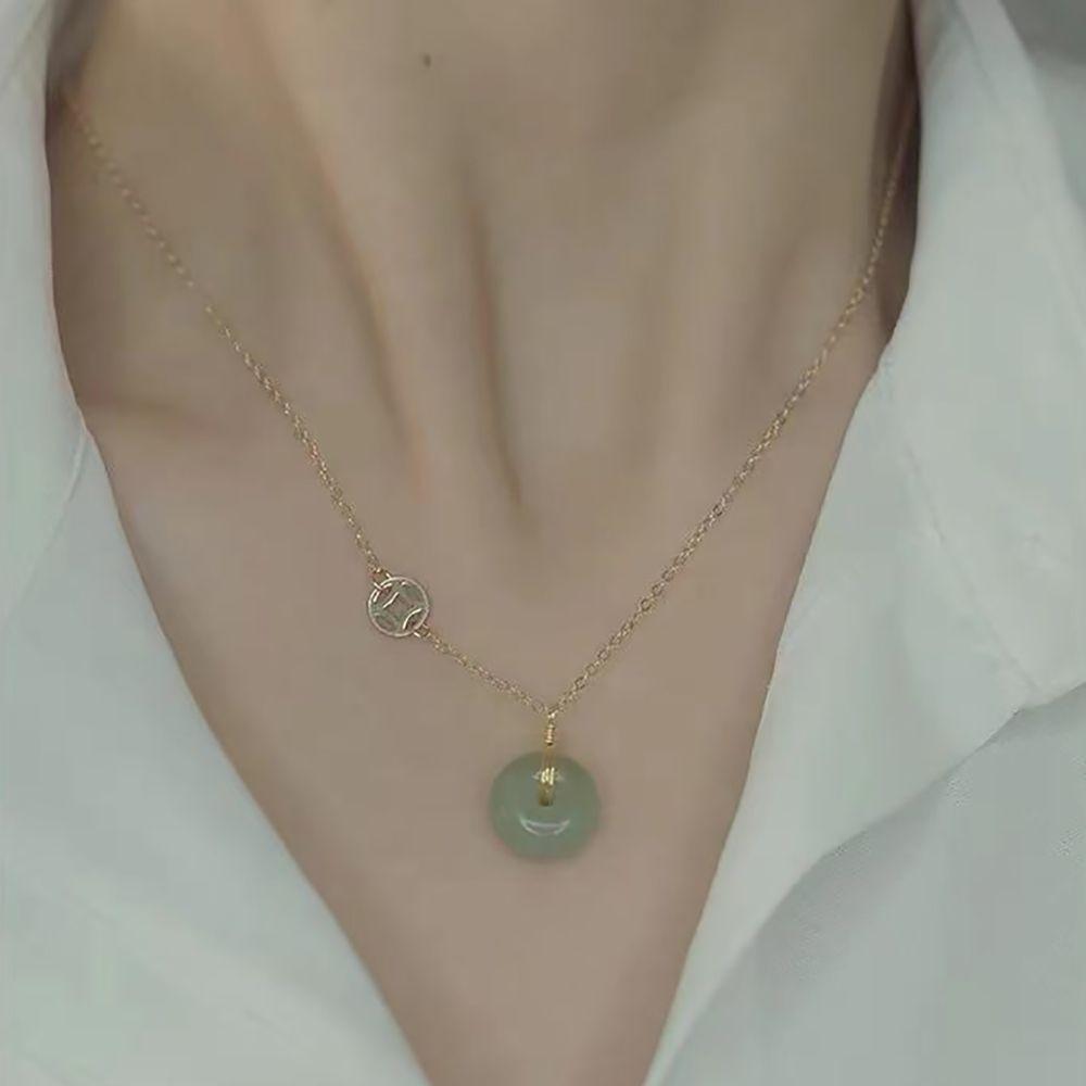 Gift Chinese Style Women Necklace Korean Style Clavicle Chain Round  Necklaces Fashion Jewelry
