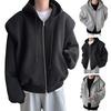 Мужская толстовка с капюшоном, длинным рукавом, застежкой-молнией, спортивное пальто с карманами, однотонный цвет