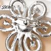 Elegant Flower Accessory Faux Pearl Rhinestone Brooch, Hollow Floral Lapel Pin Decorative for Wedding Bridal Shower, Women Girls Clothing Jewelry