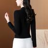 Black Stand-up Collar Bottoming Shirt Women's Autumn New Slim-fit Long-sleeved T-shirt Temperament Foreign-style Top