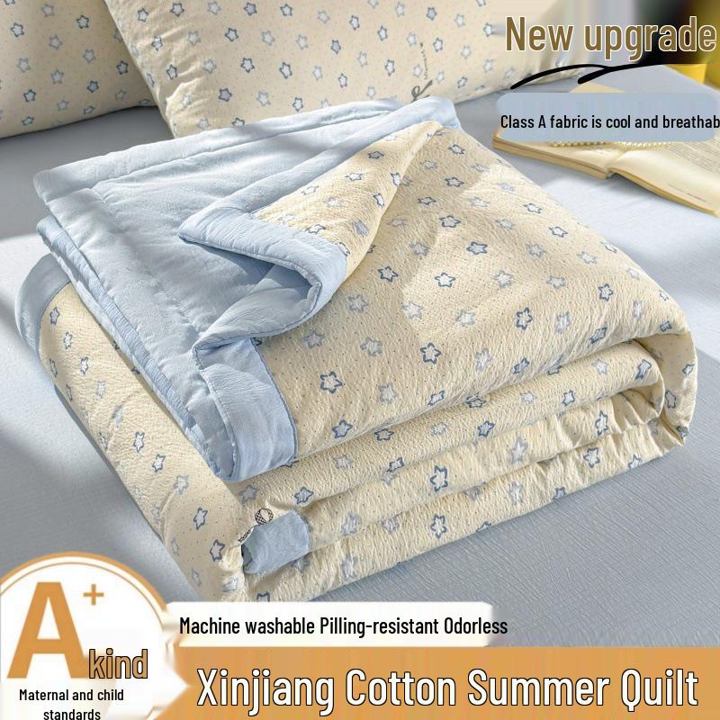 Class A Mother & Baby Cloud-Feel Double-Layer Gauze Summer Quilt - Xinjiang Cotton Thin Cooling Quilt for Dormitory