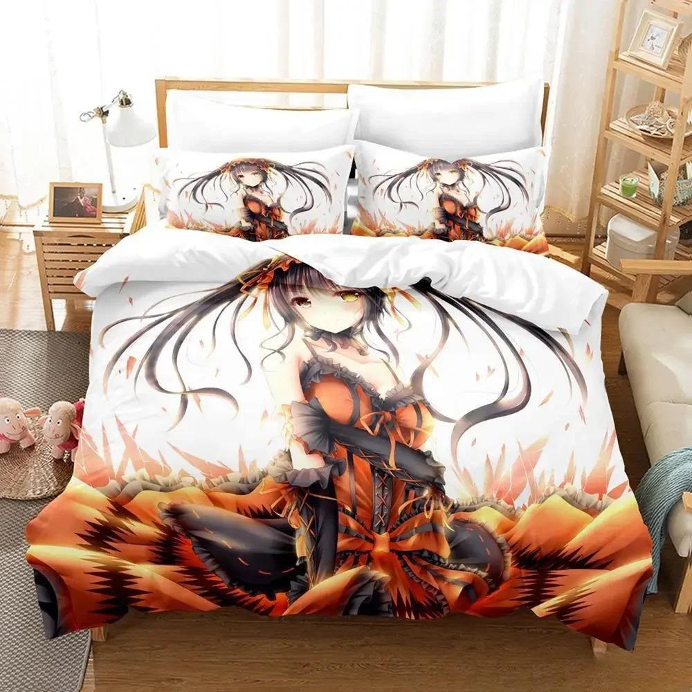Новый комплект постельного белья Date A Live Tokisaki Kurumi Single Twin Full Queen King Size Bed Set Aldult Kid Bedroom Duvet cover Sets Anime