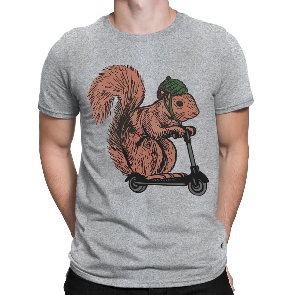 Squirrel On A Scooter Animal Lover Fan Gift Funny Novelty Mens TShirts Top NED