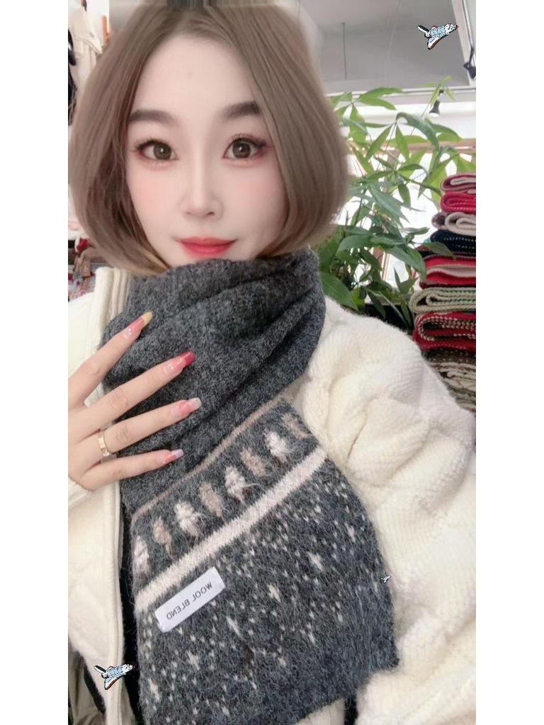 Высококачественный женский и парный красный шерстяной вязаный снуд - Теплый рождественский шарф для осени и зимы