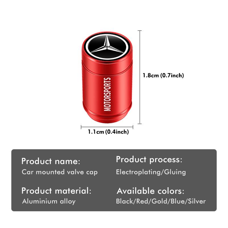 BLZ3 4pcs Car Logo Tire Valve Cover Alloy Wheel Tyre Stem Dust Cap For Mercedes Benz W202 W212 W126 W140 W168 W177 CLS GLE GLC GLS