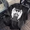 American High Street Oversized Cross Wing Print Casual Short Sleeved Men'S Trendy Brand Loose Hip-Hop Half Sleeved T-Shirt