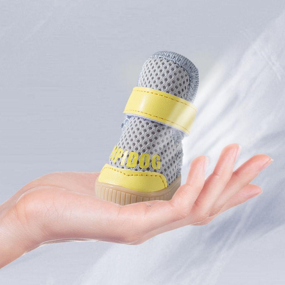 4pcs/set Anti-drop Mesh Dog Shoes Wear-resistant Pet Sneakers Pet Paw Protectors  Spring