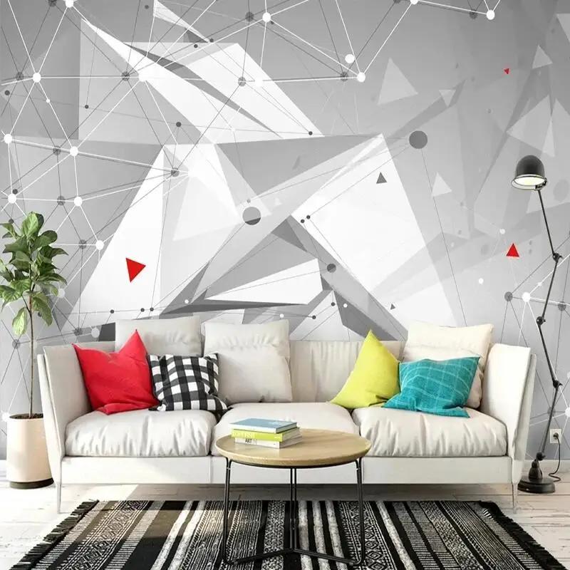Обои Nordic Modern Simple Geometric Abstract 3D Stereo Wall Painting Living Room TV Sofa Bedroom Wall Mural