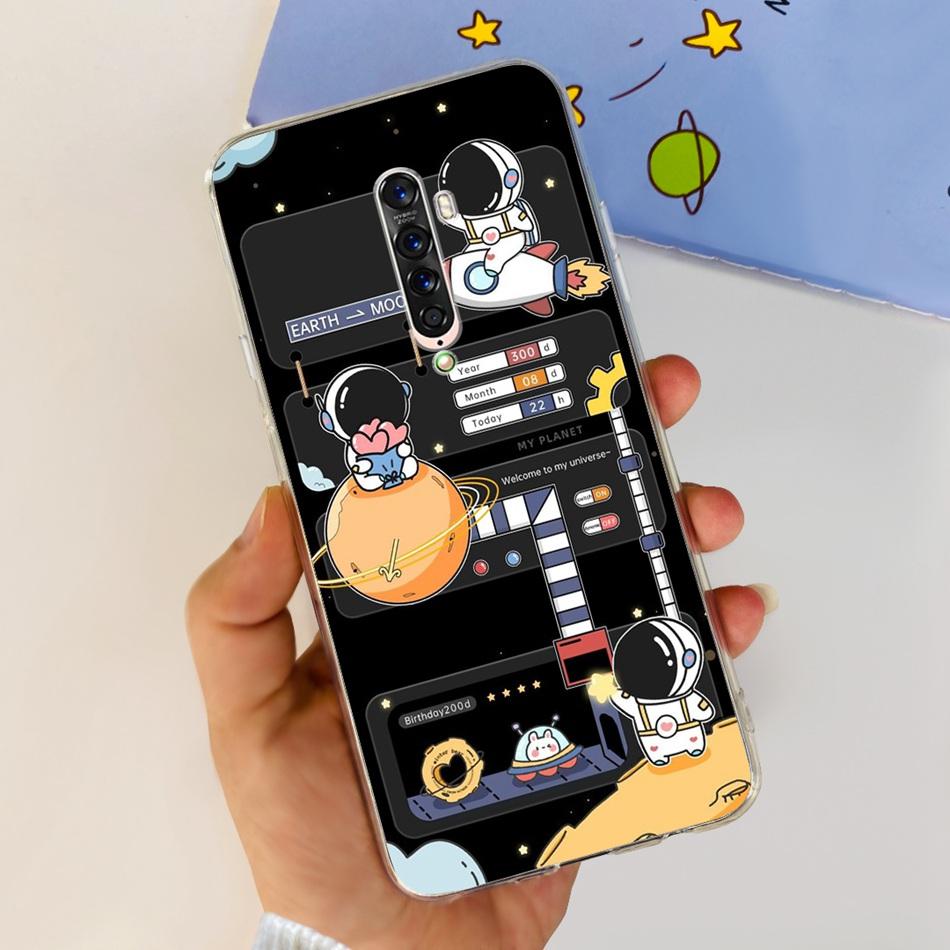 Чехол для телефона OPPO Reno2 2F 2Z Reno 2 Reno2 F / Z Элегантный принт Мягкий силикон Прозрачная задняя крышка из ТПУ