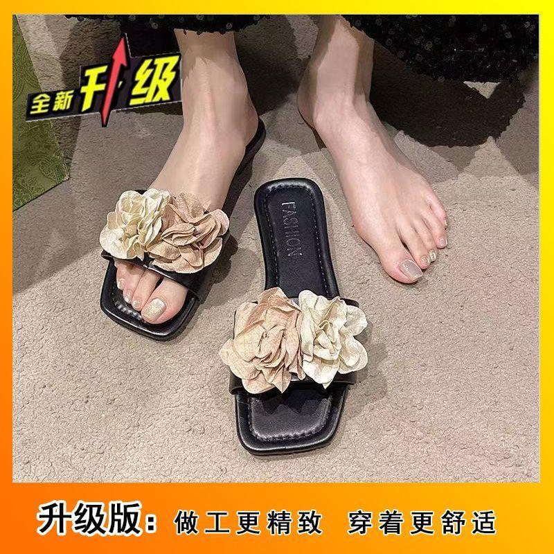 Босоножки на плоской подошве для пляжа, фея, девочка-цветочница, с одним словом, 2025 лето, новая уличная обувь, для отдыха, для моря, со шлепанцами-юбкой