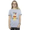 Disney Womens/Ladies Winnie The Pooh Happy Christmas Holly Cotton Boyfriend T-Shirt
