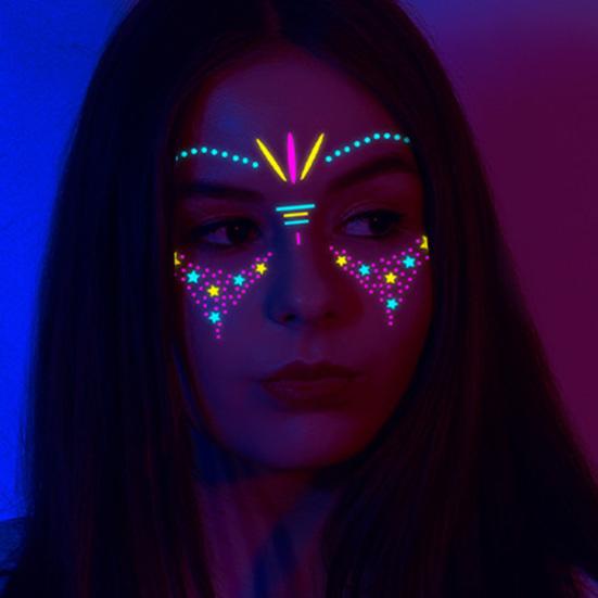 8 листов водонепроницаемые неоновые татуировки наклейки музыкальный фестиваль бабочка яркие цвета великолепные световые эффекты