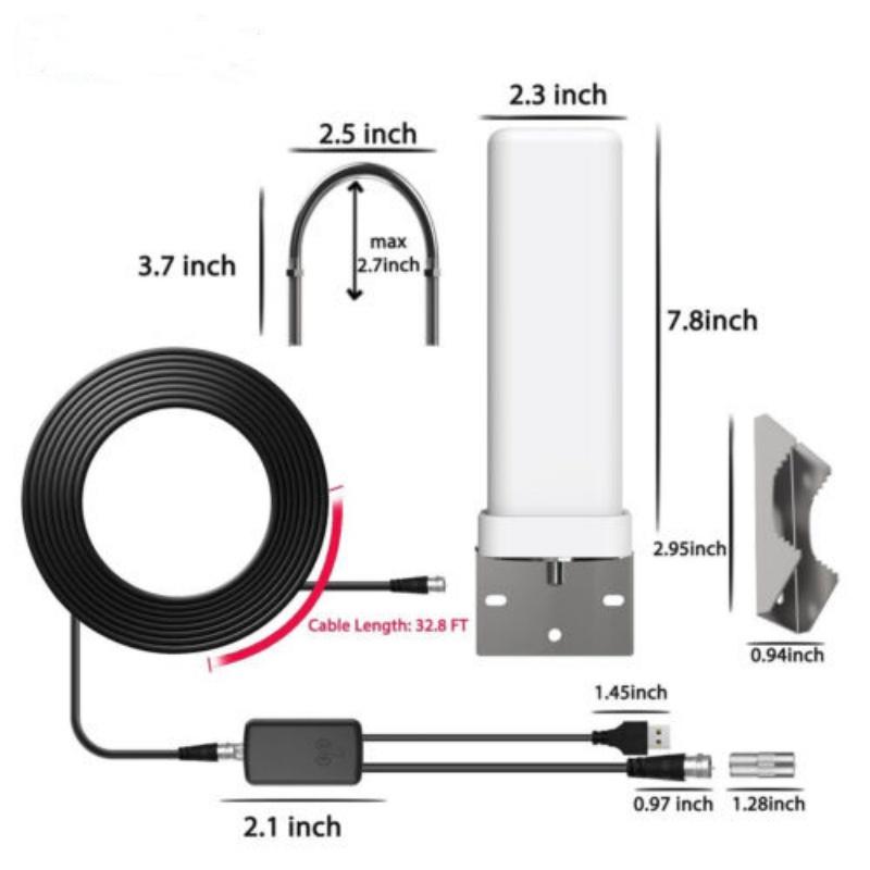 Уличная комнатная цифровая ТВ-антенна с сильным сигналом 35 дБи, усилитель сигнала дальнего действия, 4K 1080P, бесплатные HDTV-каналы для ATSC/DVB-T/DMBT