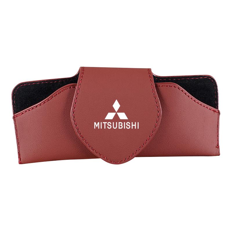 nlvc3 Car Glasses Case Sun Visor Leather Eyeglass Clip Auto Interior For Mitsubishi Eclipse Lancer Outlander Pajero Colt Delica Triton