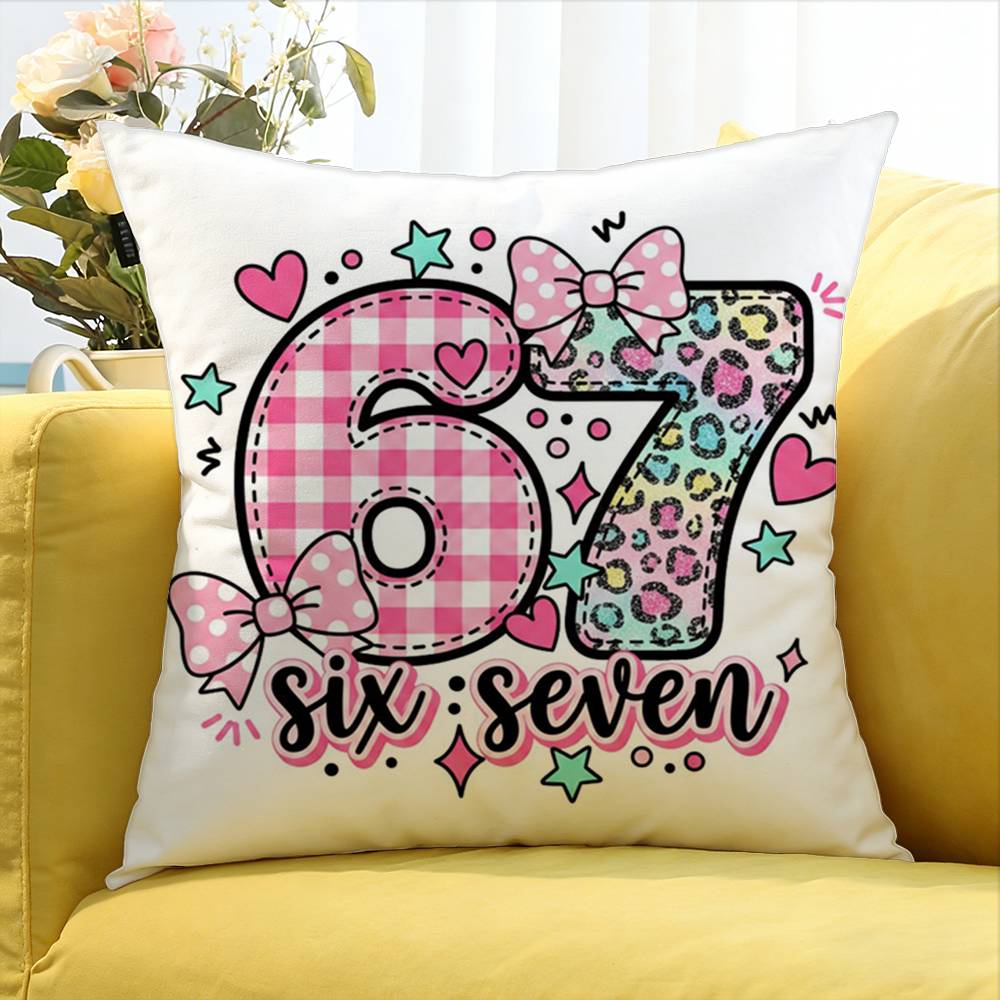 Six Seven 67 World Various Sizes Square Pillow Case For Car Home Bedchamber Decor