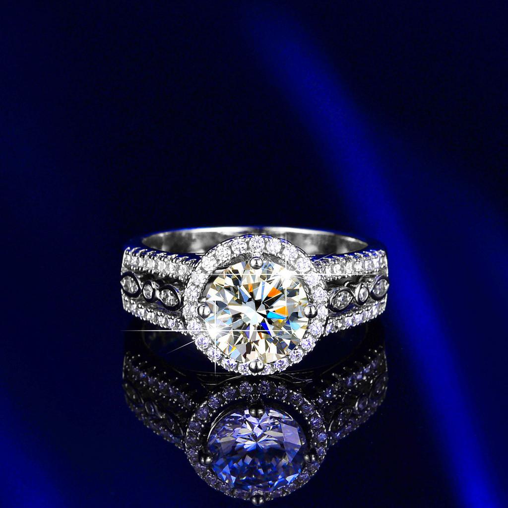 Модное кольцо из белого золота с бриллиантами и муассанитом, элегантное кольцо с темпераментным муассанитом