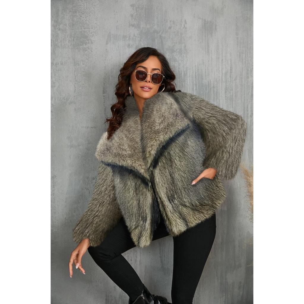 Fur Big Collar Synthetic Fur Coat Short Fashion Imitation Fox Fur Coat Fluffy Plush Women's Clothing