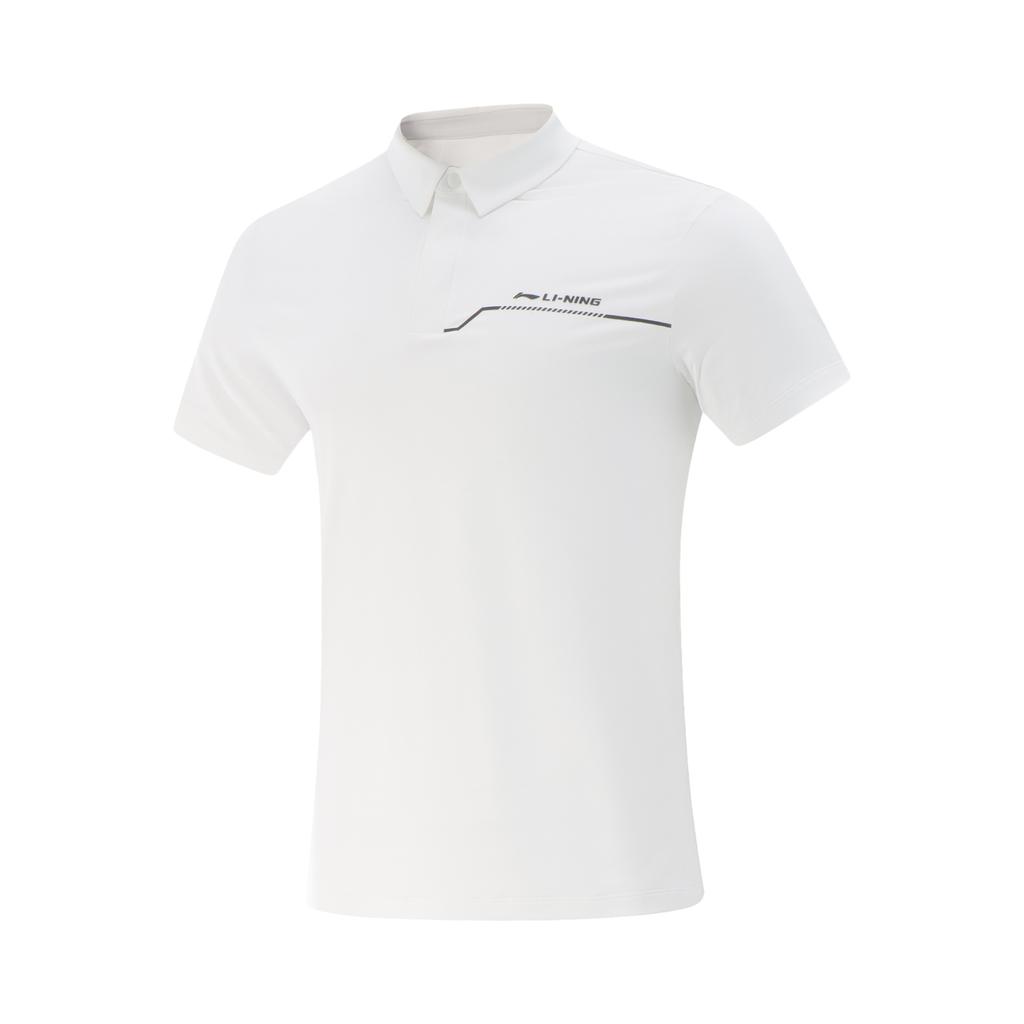 Li Ning Fitness Series Letter Soft Comfortable Breathable Versatile Short Sleeve Polo Shirt Men Polo Shirts Standard-White APLV285-7