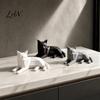 Cat Statues for Home Decor 3D Printed Geometric Figurine, Minimalist Desktop Sculpture Lovers, Figurines Nordic Style Small Animal Statue Bookshelf